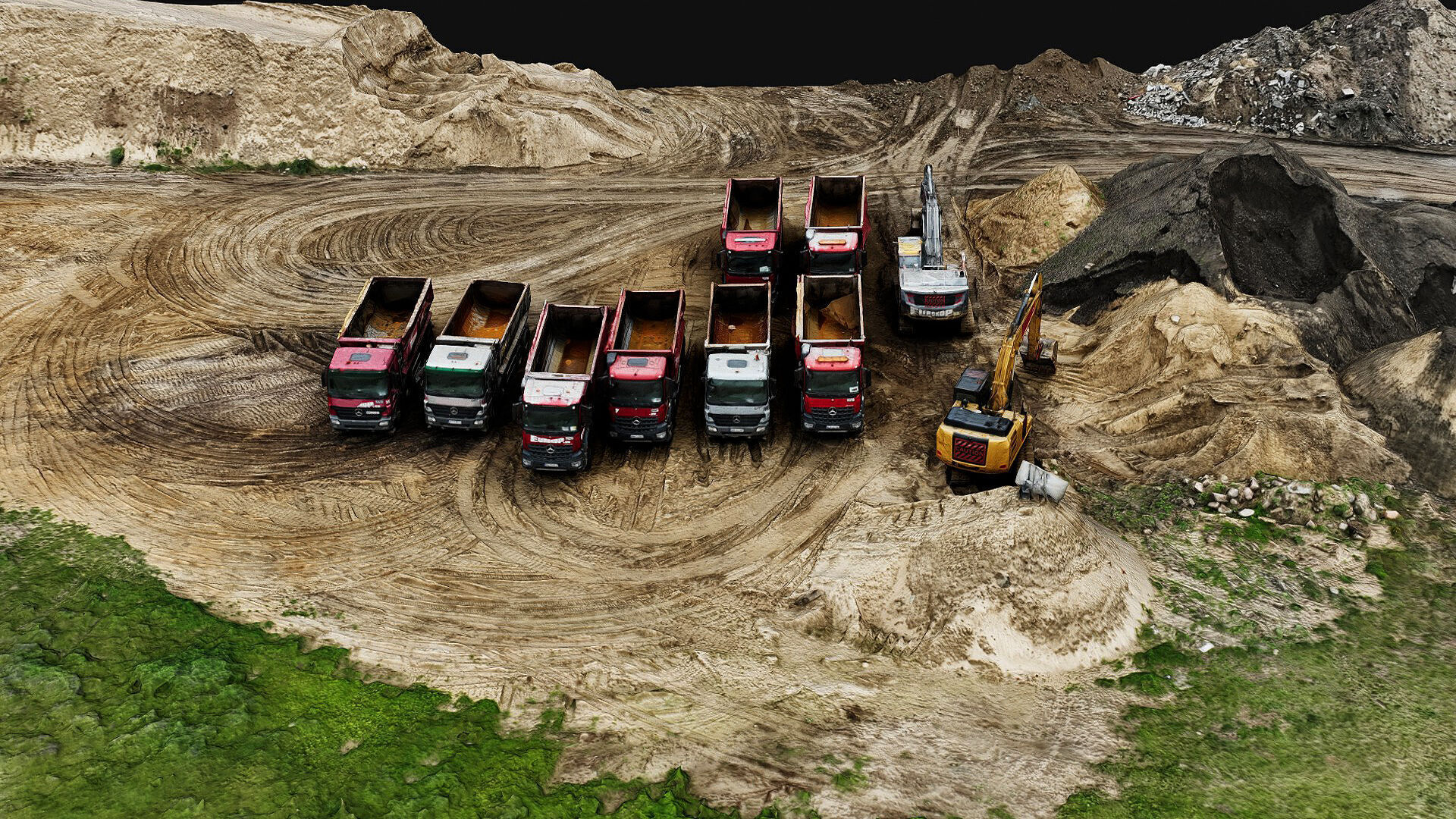 construction site terrain trucks PBR photogrammetry Low-poly 3D model_4