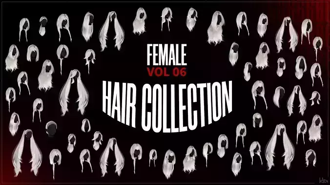 Female Hair Collection 06 - Game Ready Low-poly 3D model