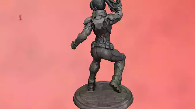 Cyber Tactical Female Warrior Dynamic Pose Action Figure STL