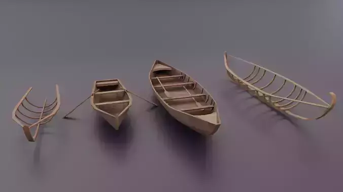 Wooden Boat  Low-poly 3D model