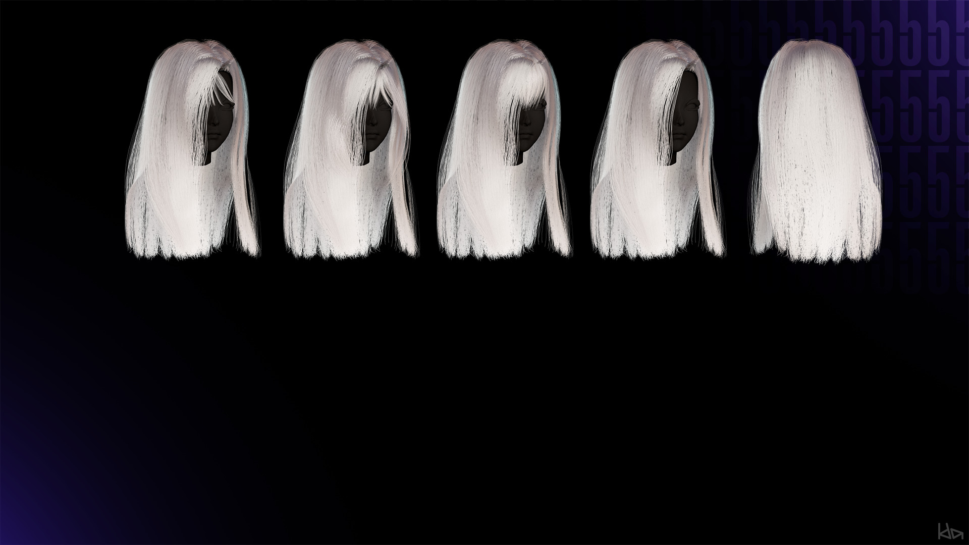 Female Hair Collection 05 - Game Ready Low-poly 3D model_9