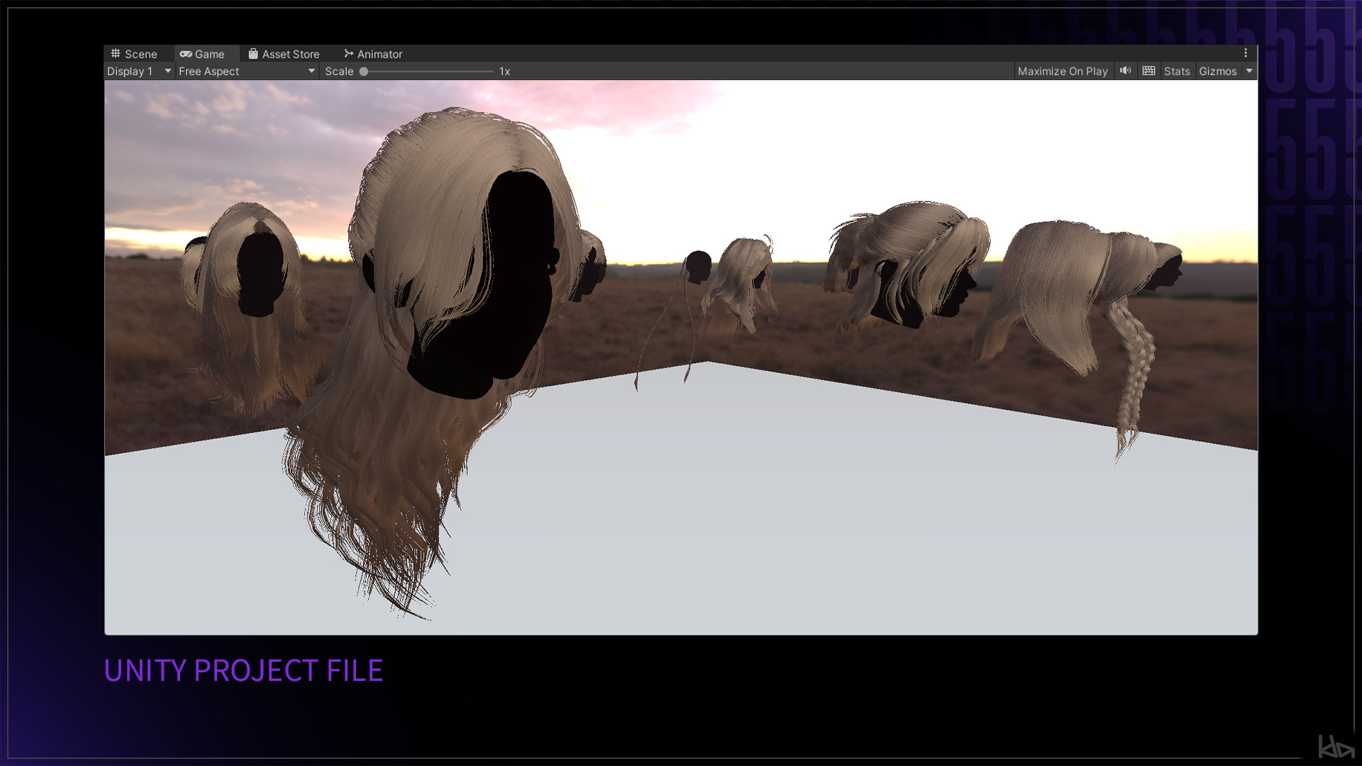 Female Hair Collection 05 - Game Ready Low-poly 3D model_17