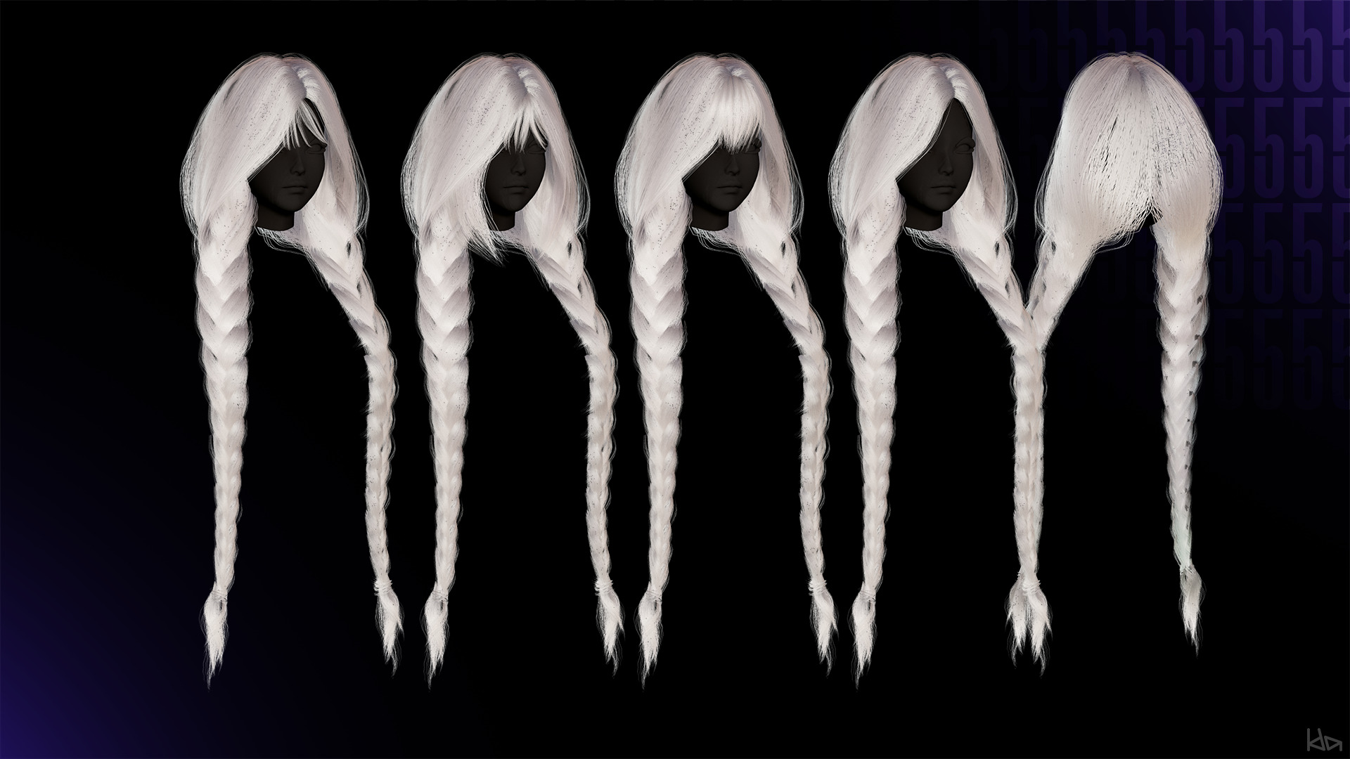 Female Hair Collection 05 - Game Ready Low-poly 3D model_13