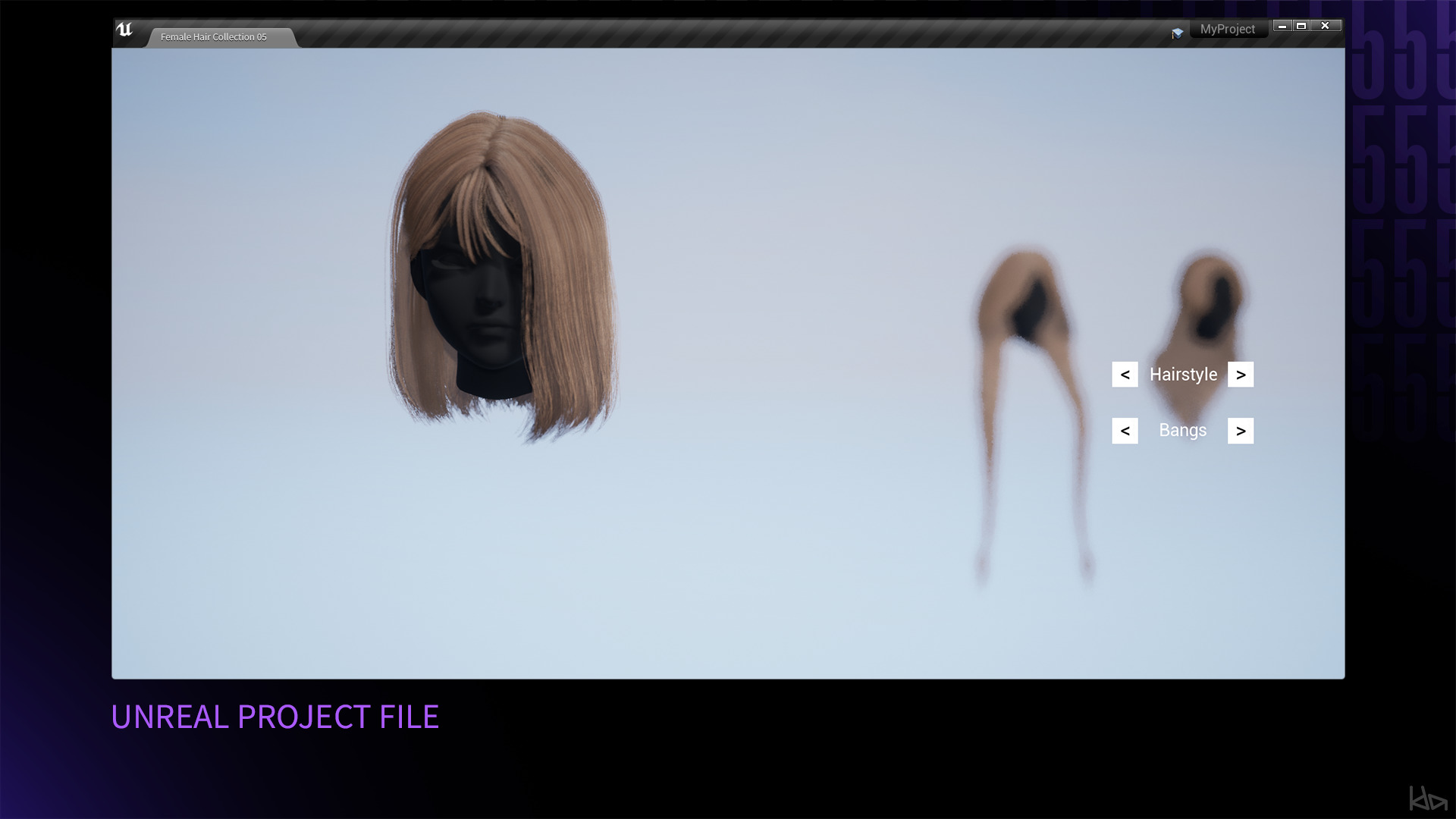 Female Hair Collection 05 - Game Ready Low-poly 3D model_15