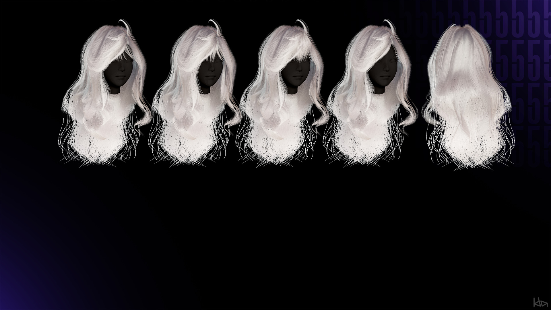 Female Hair Collection 05 - Game Ready Low-poly 3D model_8