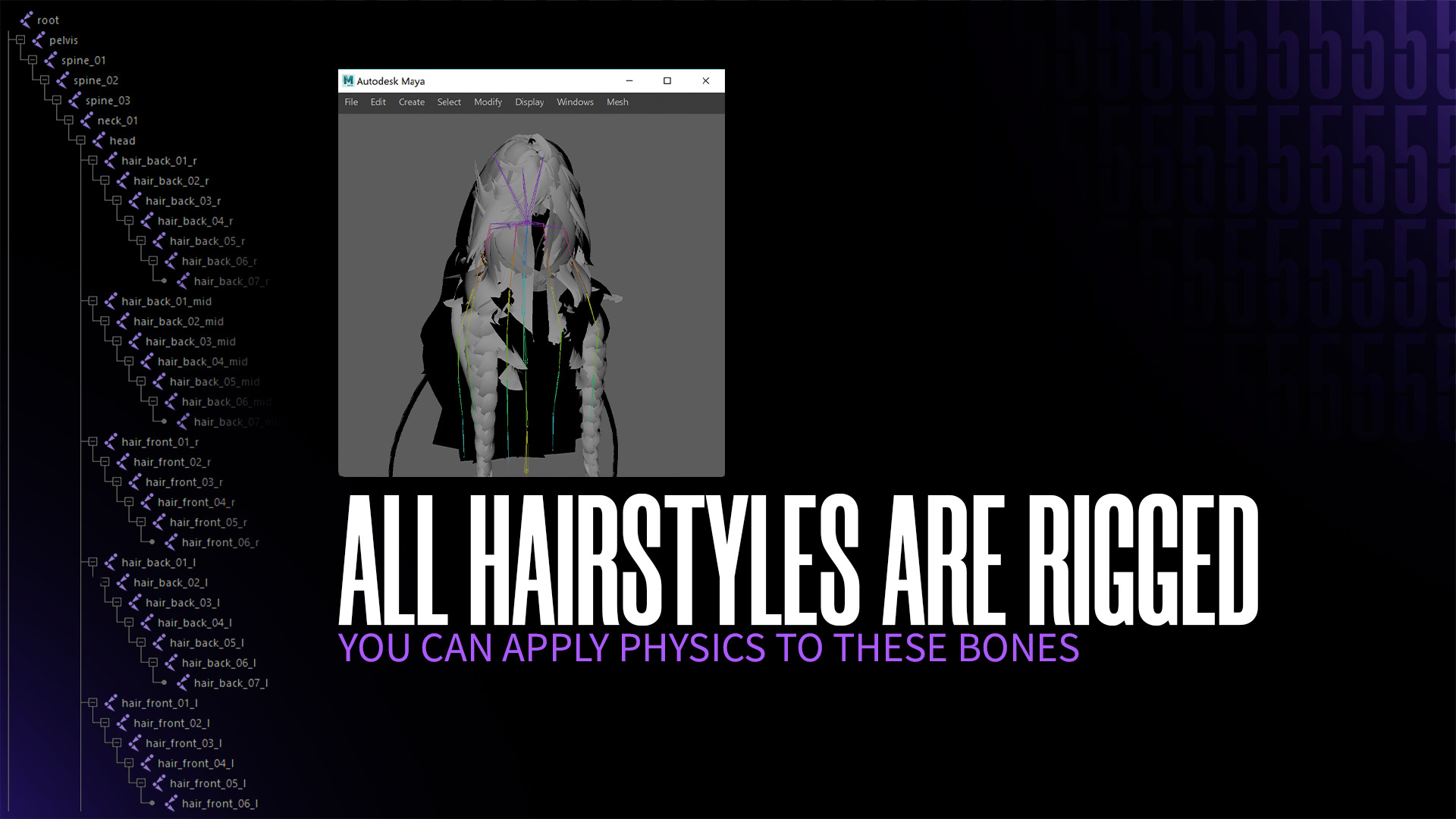 Female Hair Collection 05 - Game Ready Low-poly 3D model_1