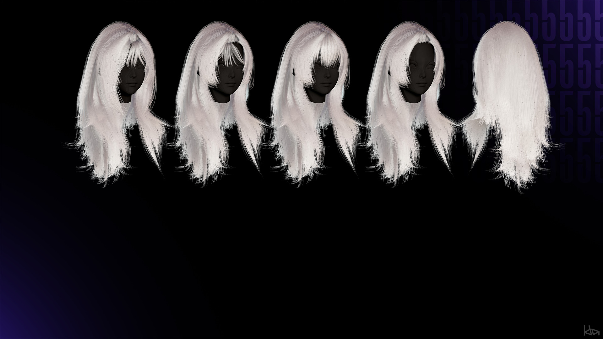 Female Hair Collection 05 - Game Ready Low-poly 3D model_7