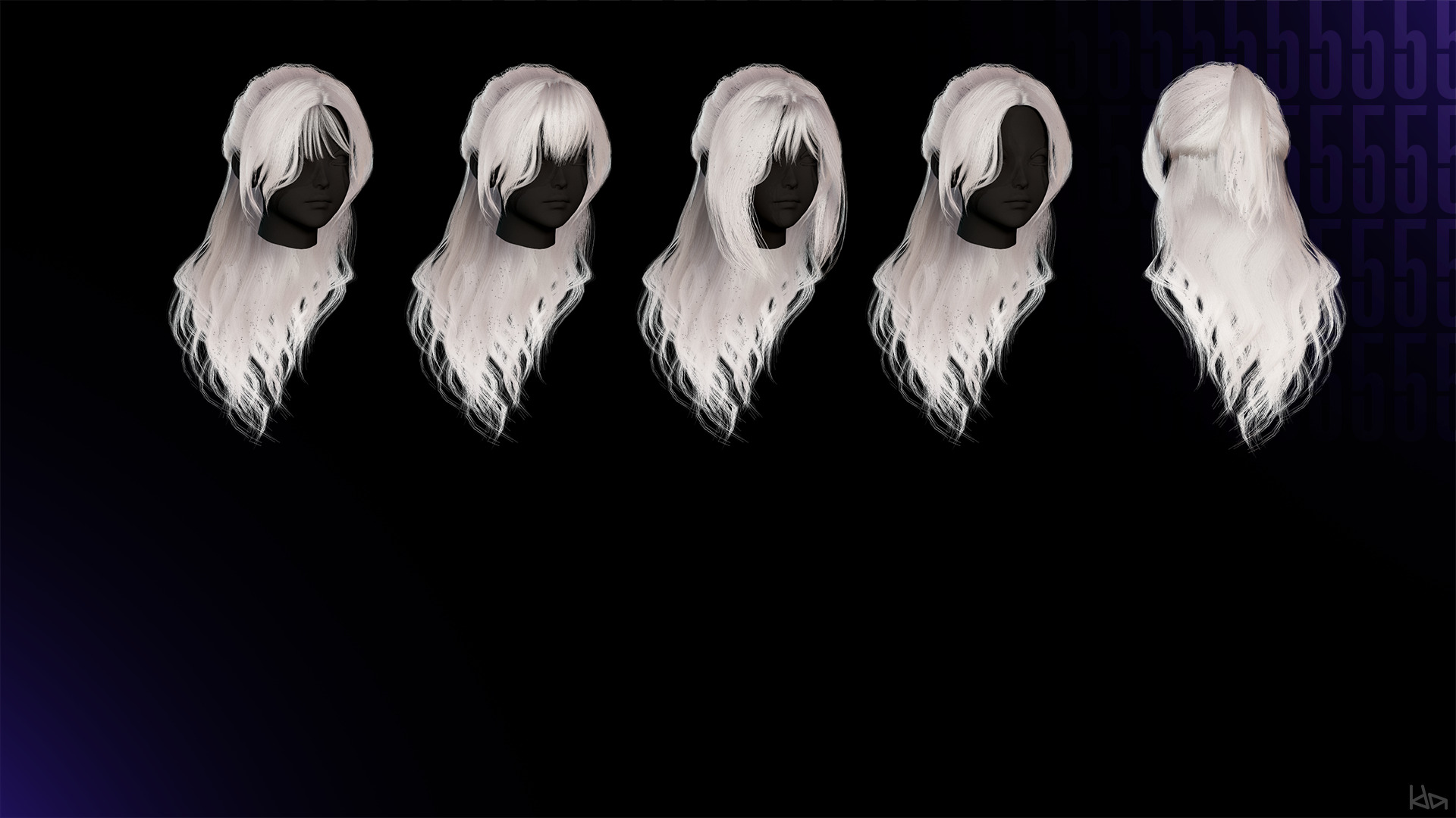 Female Hair Collection 05 - Game Ready Low-poly 3D model_11