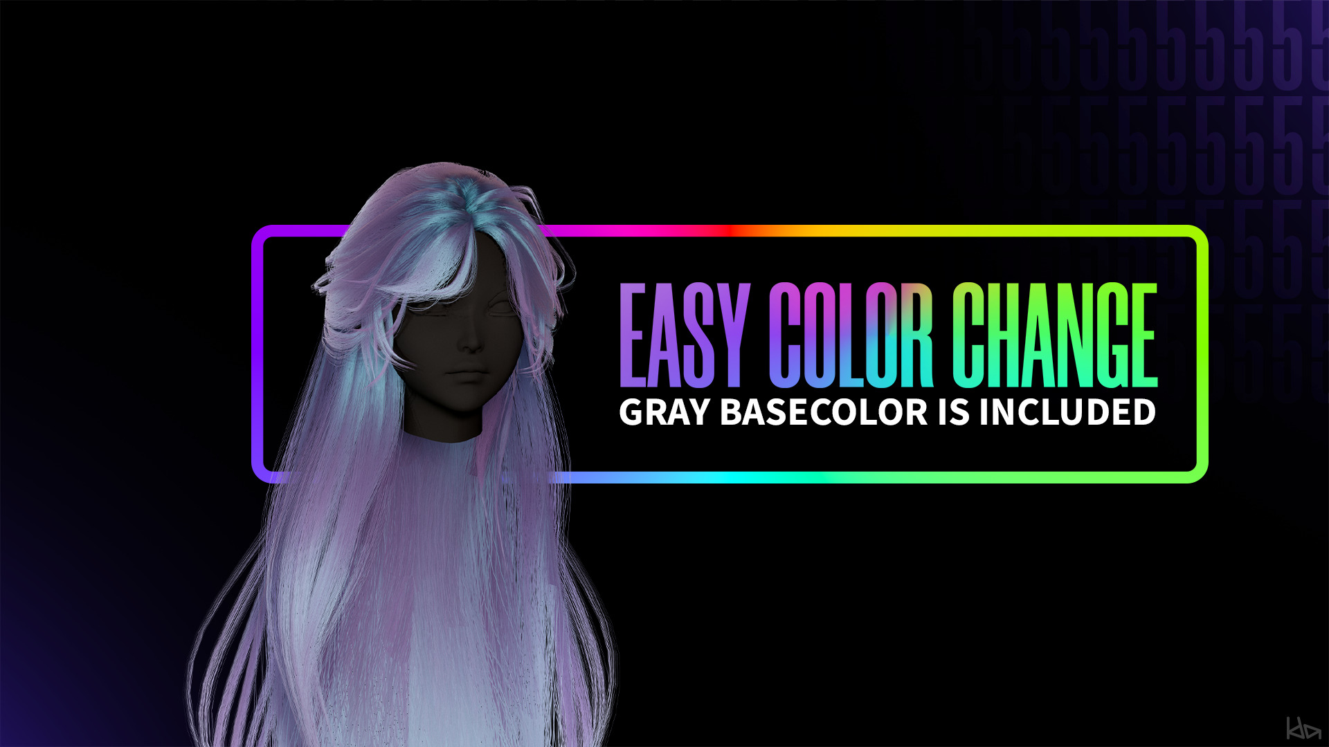 Female Hair Collection 05 - Game Ready Low-poly 3D model_2