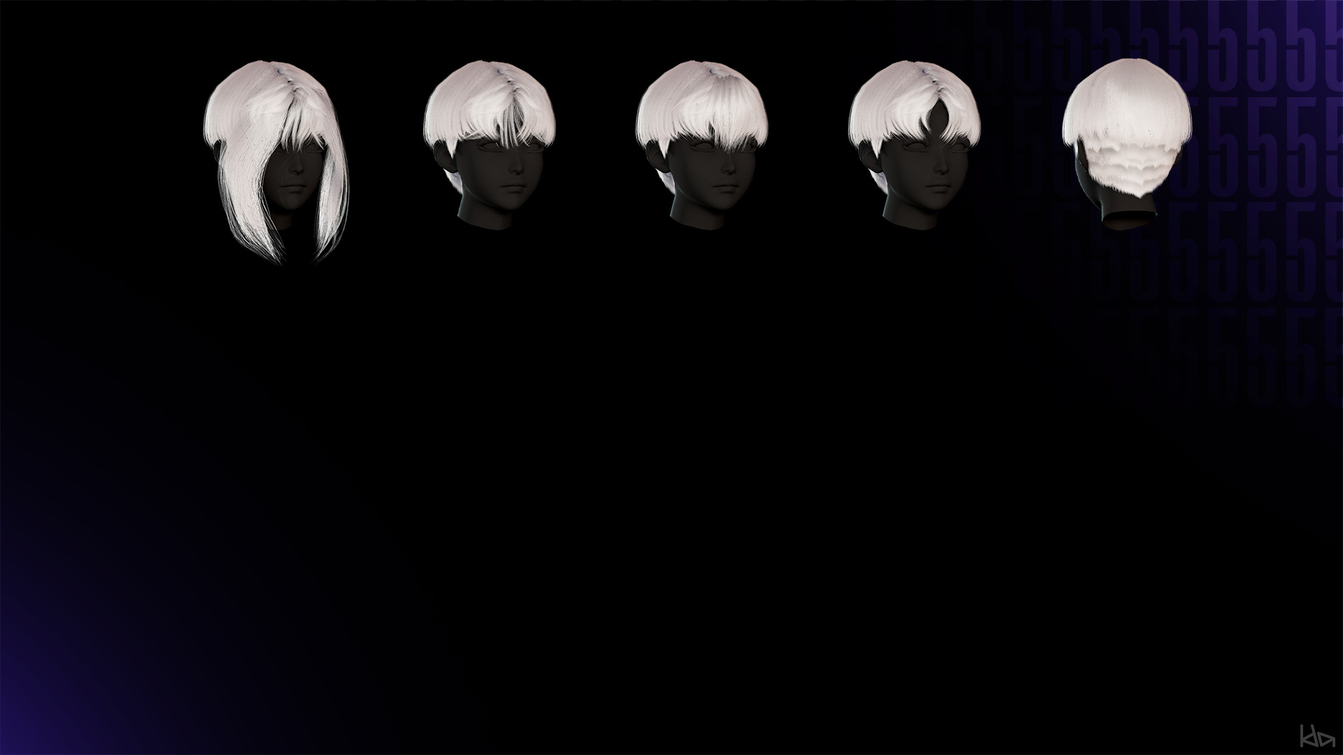 Female Hair Collection 05 - Game Ready Low-poly 3D model_5