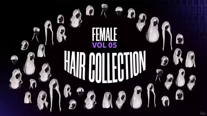 Female Hair Collection 05 - Game Ready Low-poly 3D model