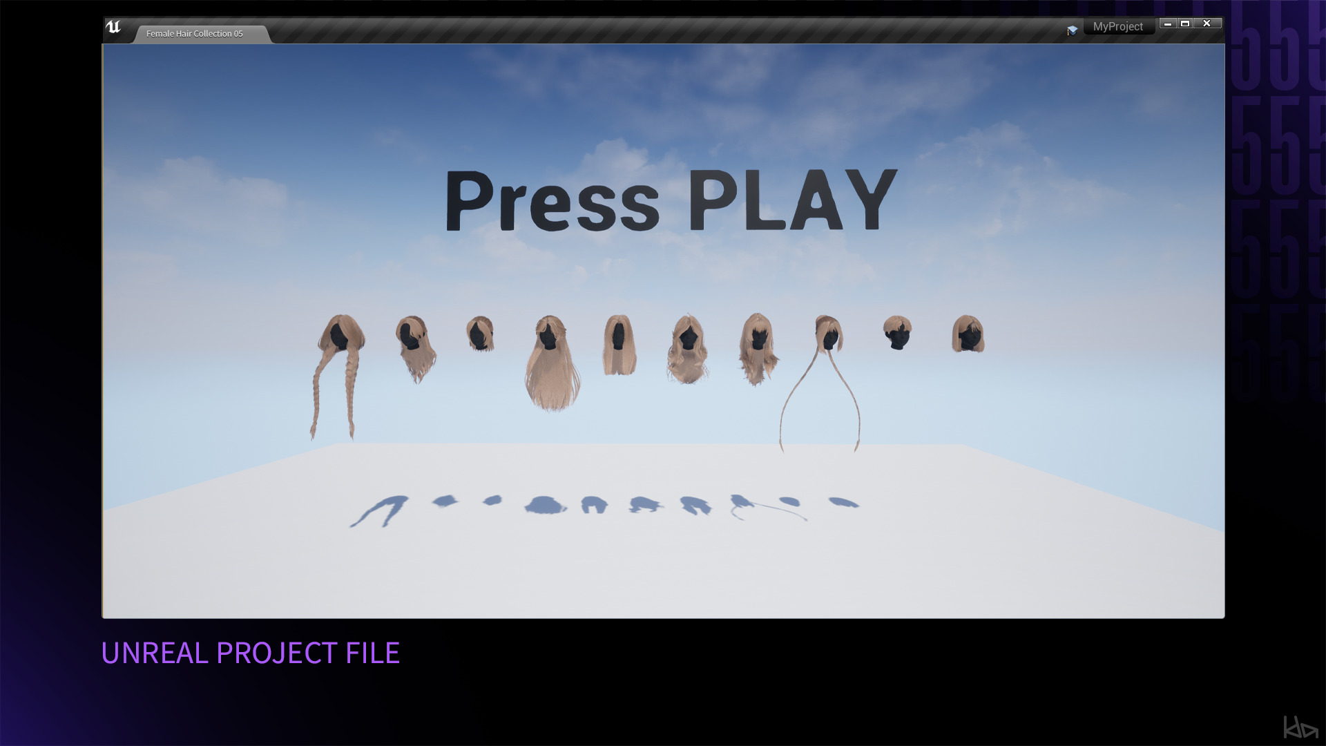 Female Hair Collection 05 - Game Ready Low-poly 3D model_16