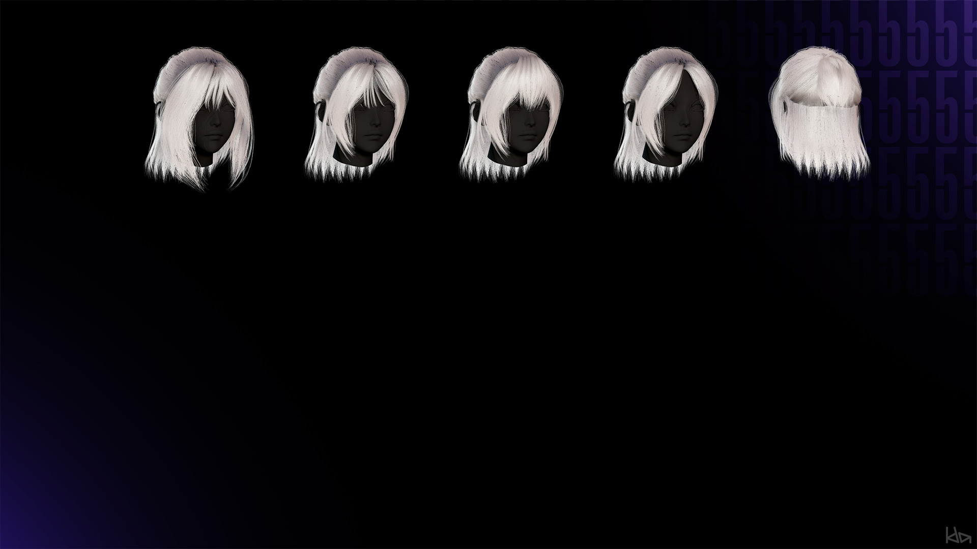 Female Hair Collection 05 - Game Ready Low-poly 3D model_10