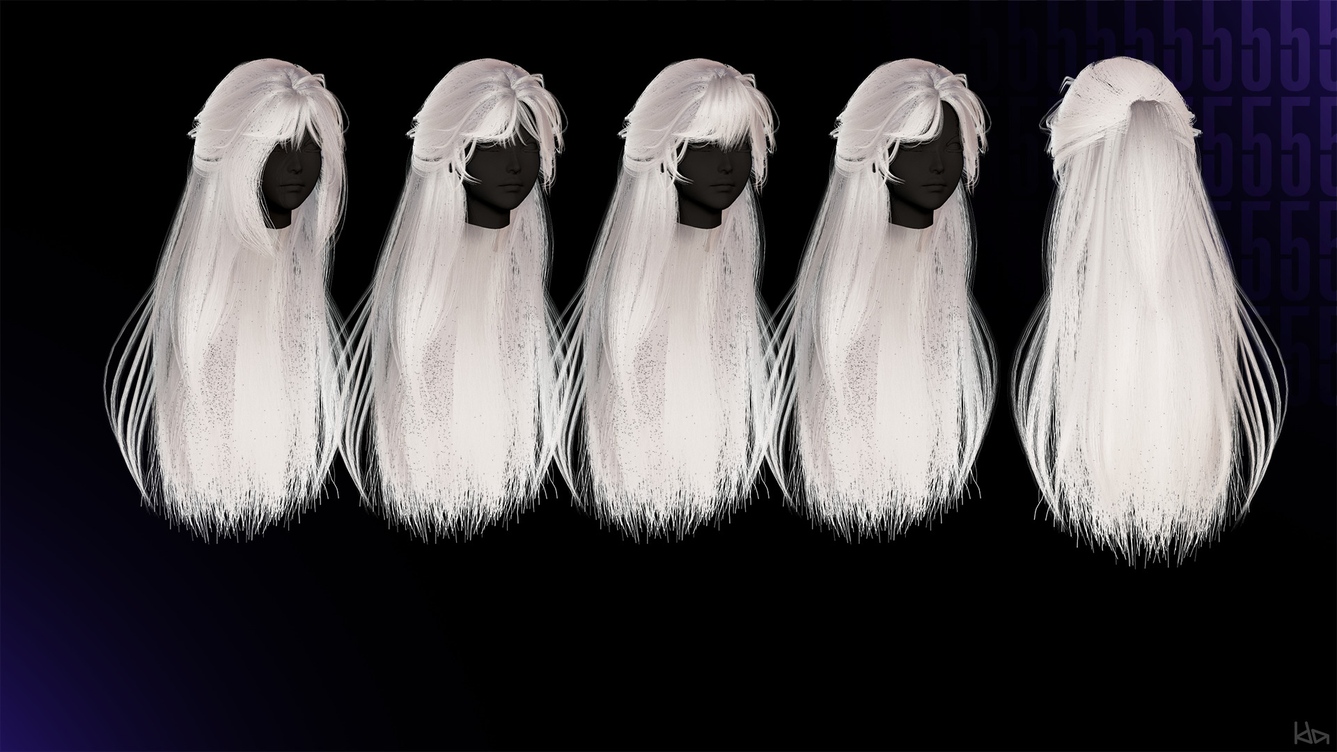 Female Hair Collection 05 - Game Ready Low-poly 3D model_6