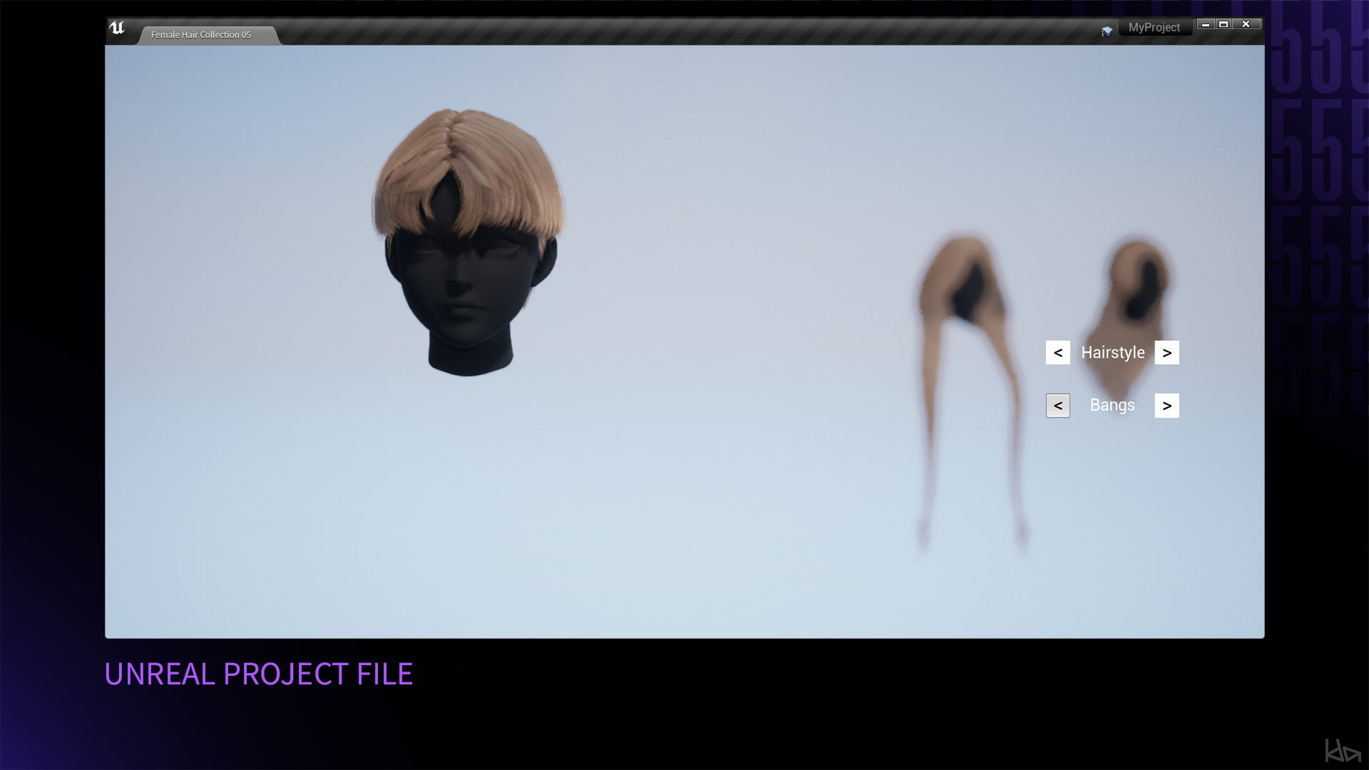 Female Hair Collection 05 - Game Ready Low-poly 3D model_14