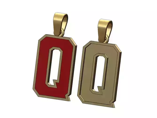 Q enamel varsity letter sports letterman jersey pendant charm