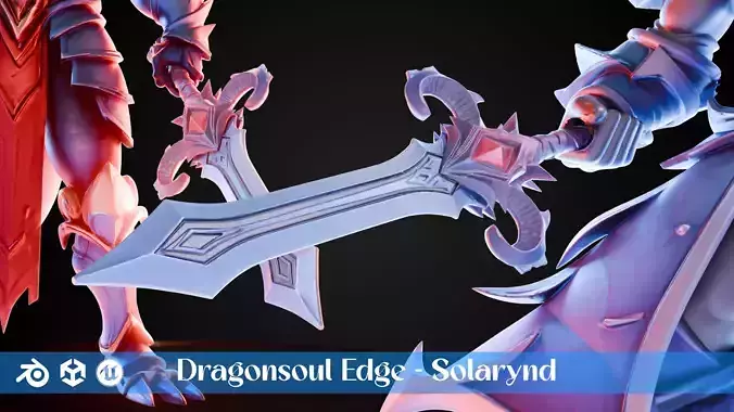 Stylized Sword - Dragonsoul Edge Solarynd - Game Ready