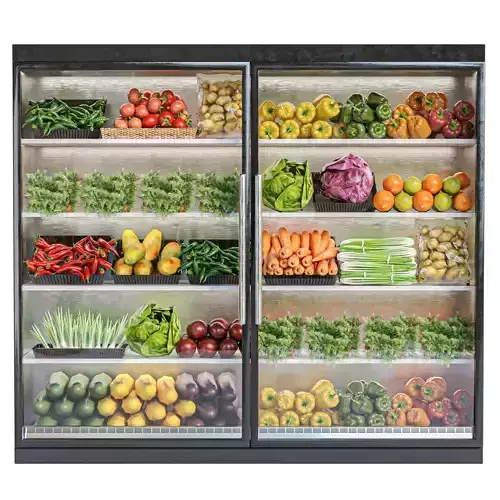 Display case refrigerator in a supermarket 