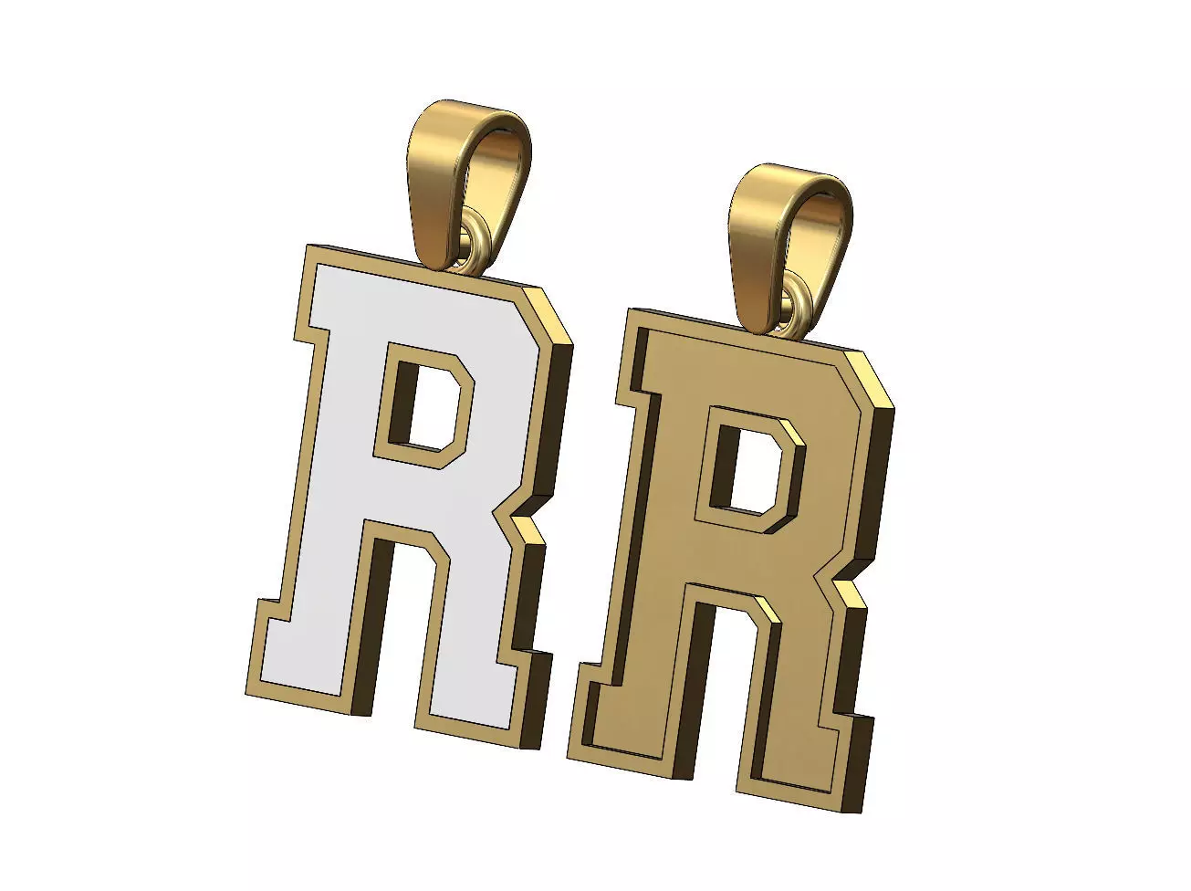 R enamel varsity letter sports letterman jersey pendant charm 3D print model