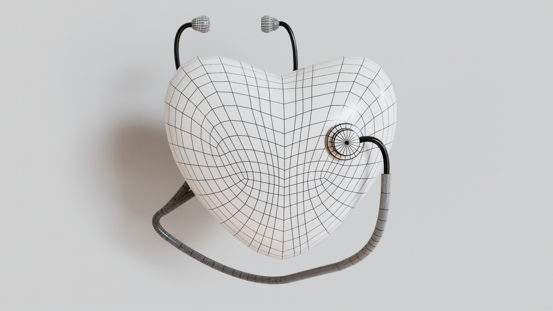 World health day concept heart and stethoscope 3d model Low-poly 3D model_2