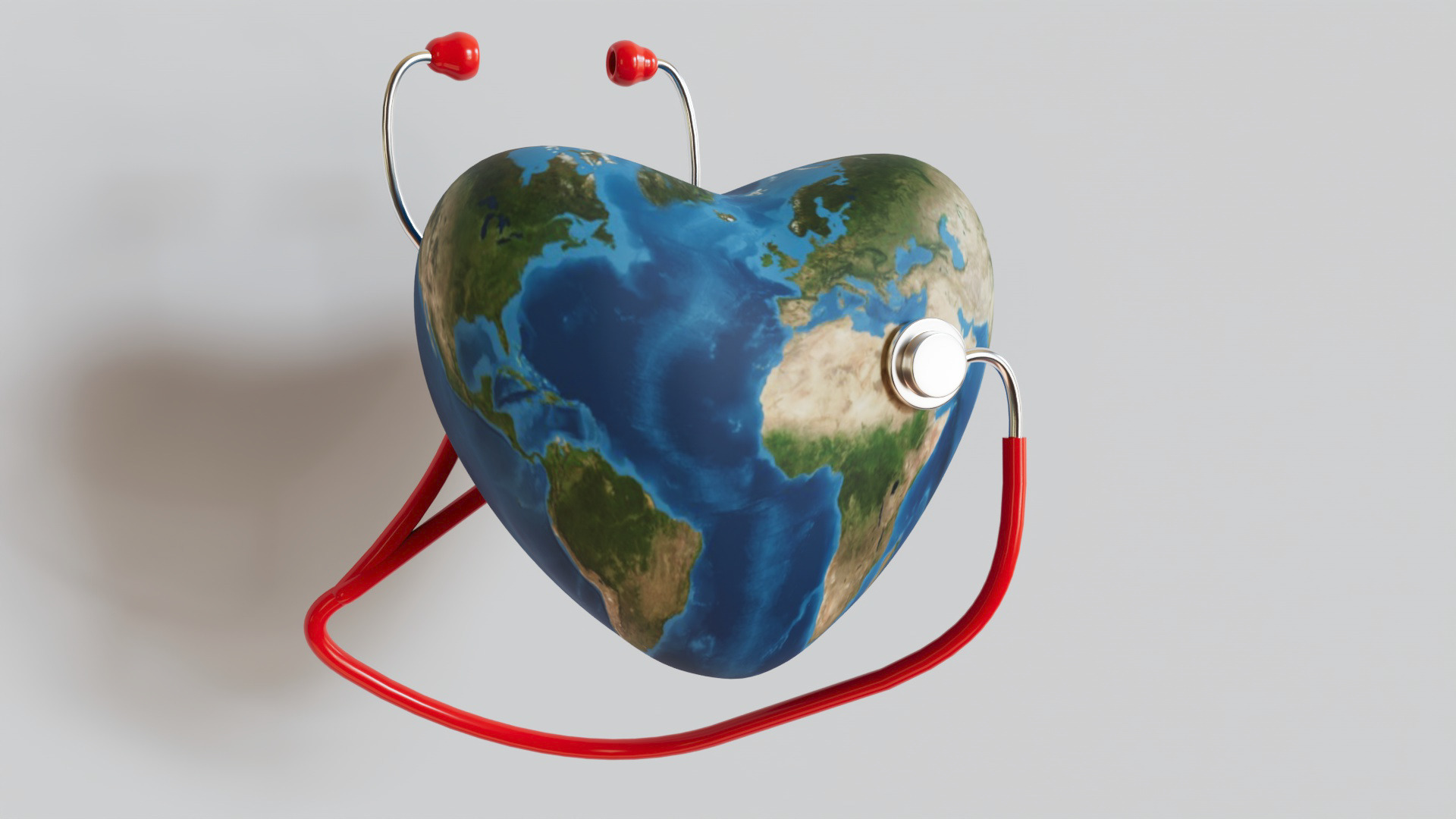 World health day concept heart and stethoscope 3d model Low-poly 3D model_1
