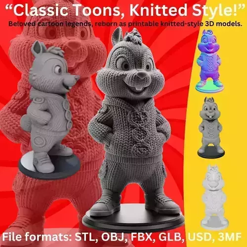 Alvin Knitted Texture Classic Cartoon Planter Model 3D model