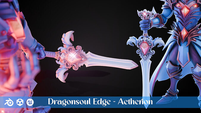 Stylized Sword - Dragonsoul Edge Aetherion - Game Ready 3D model