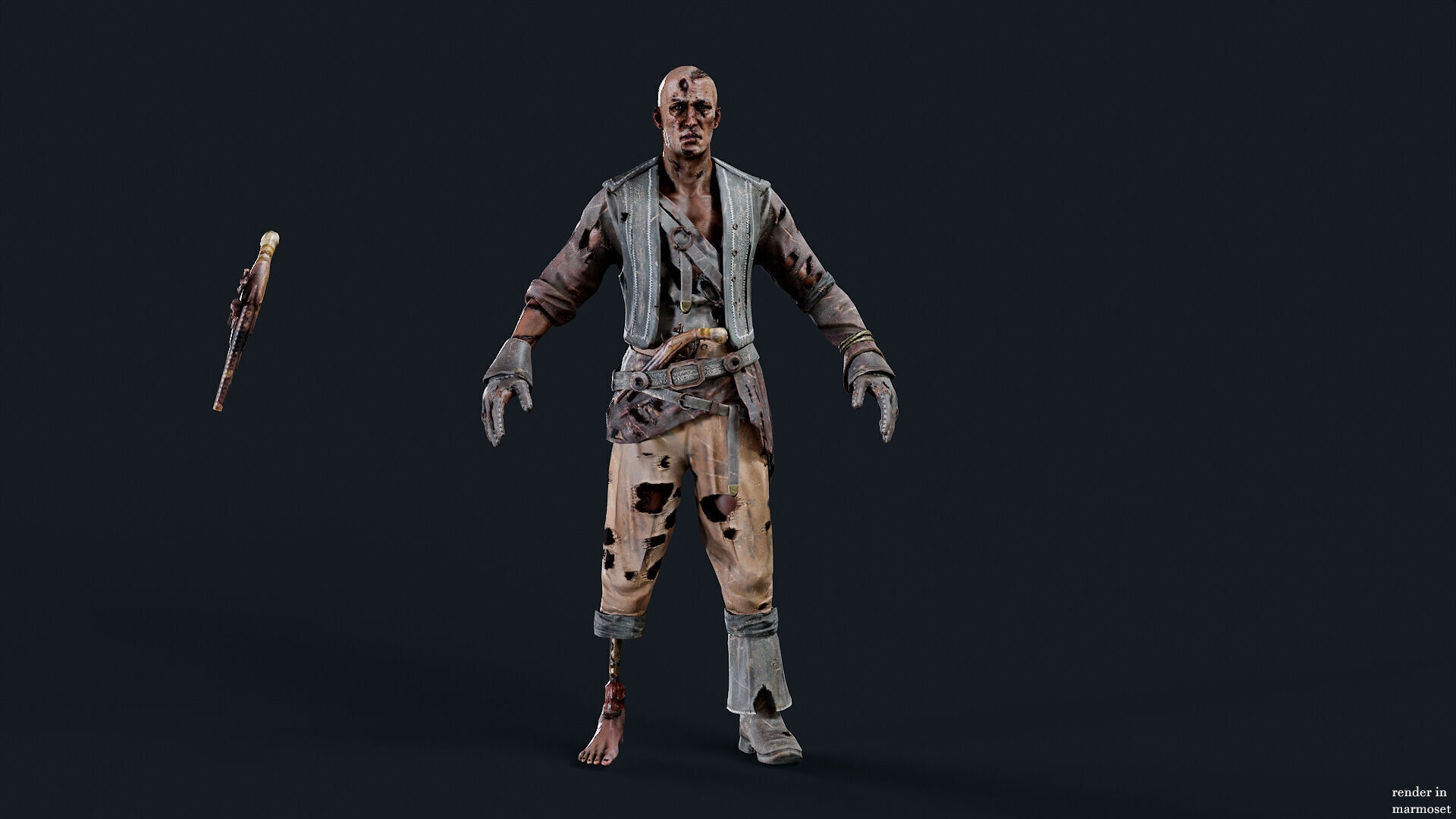 PIRATE UNDEAD 8  Low-poly 3D model_10