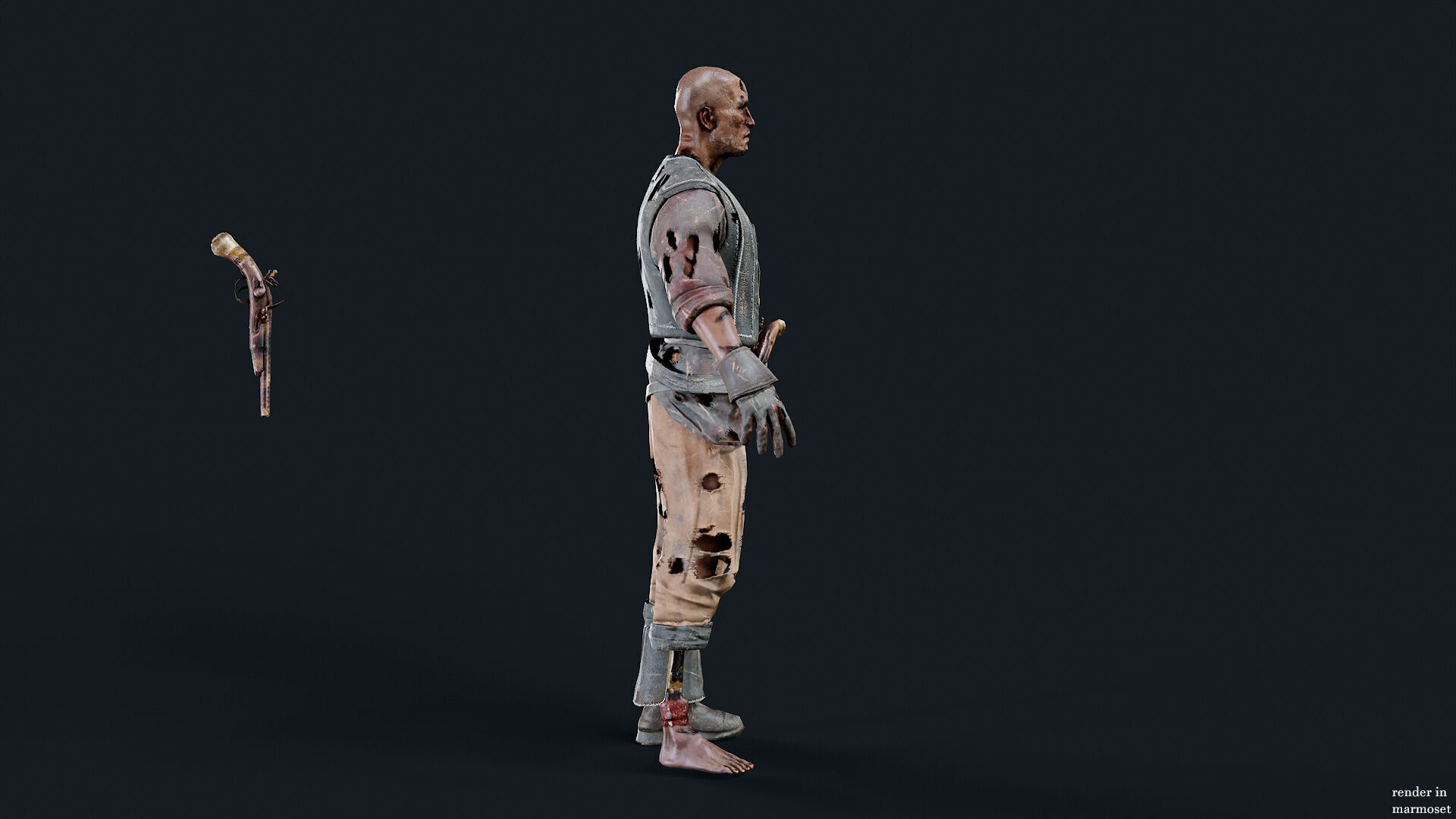 PIRATE UNDEAD 8  Low-poly 3D model_7