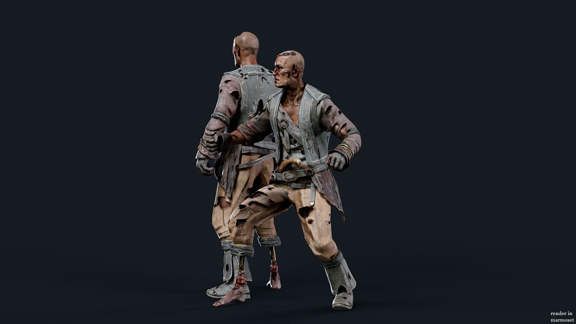 PIRATE UNDEAD 8  Low-poly 3D model_6