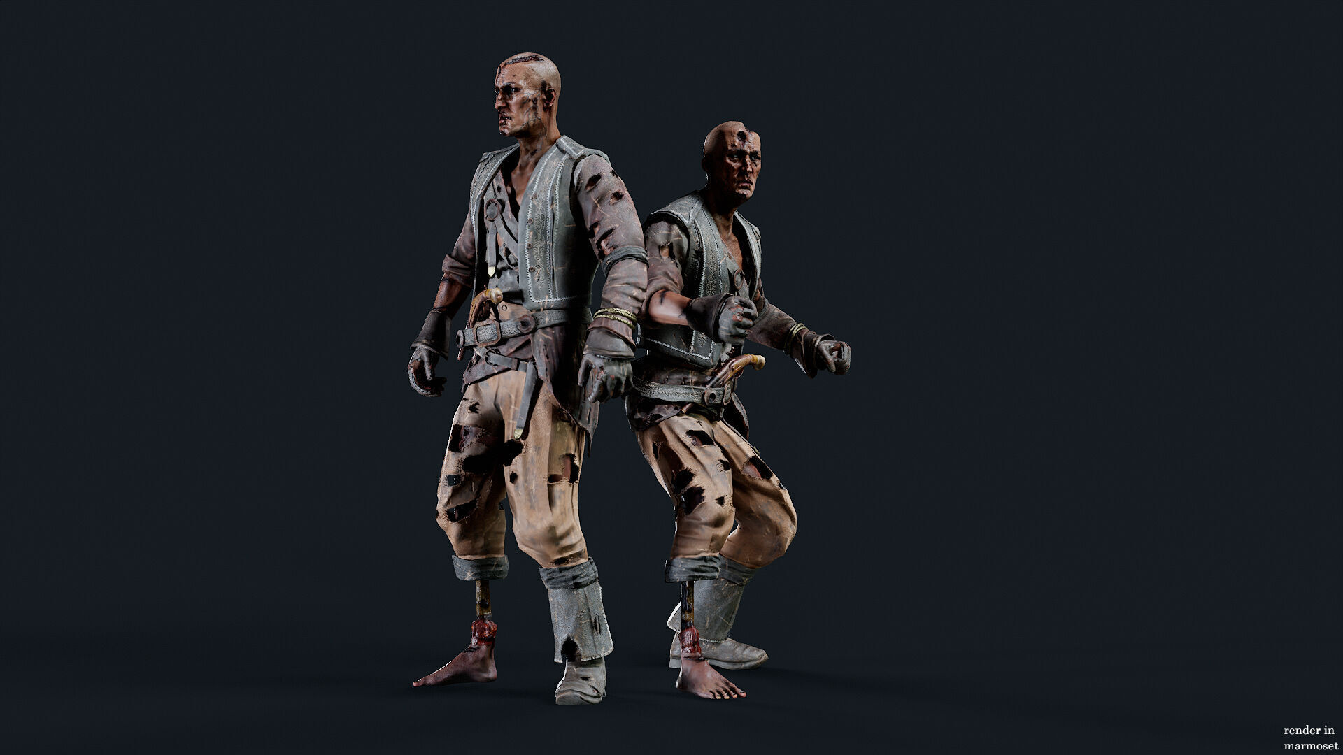 PIRATE UNDEAD 8  Low-poly 3D model_4