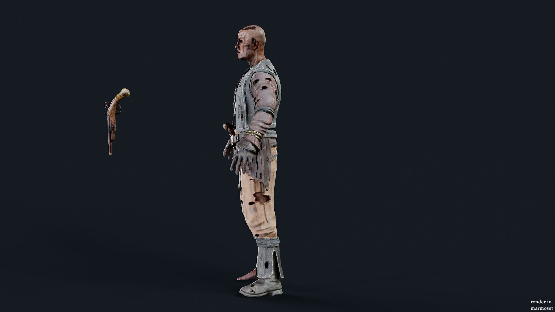 PIRATE UNDEAD 8  Low-poly 3D model_9