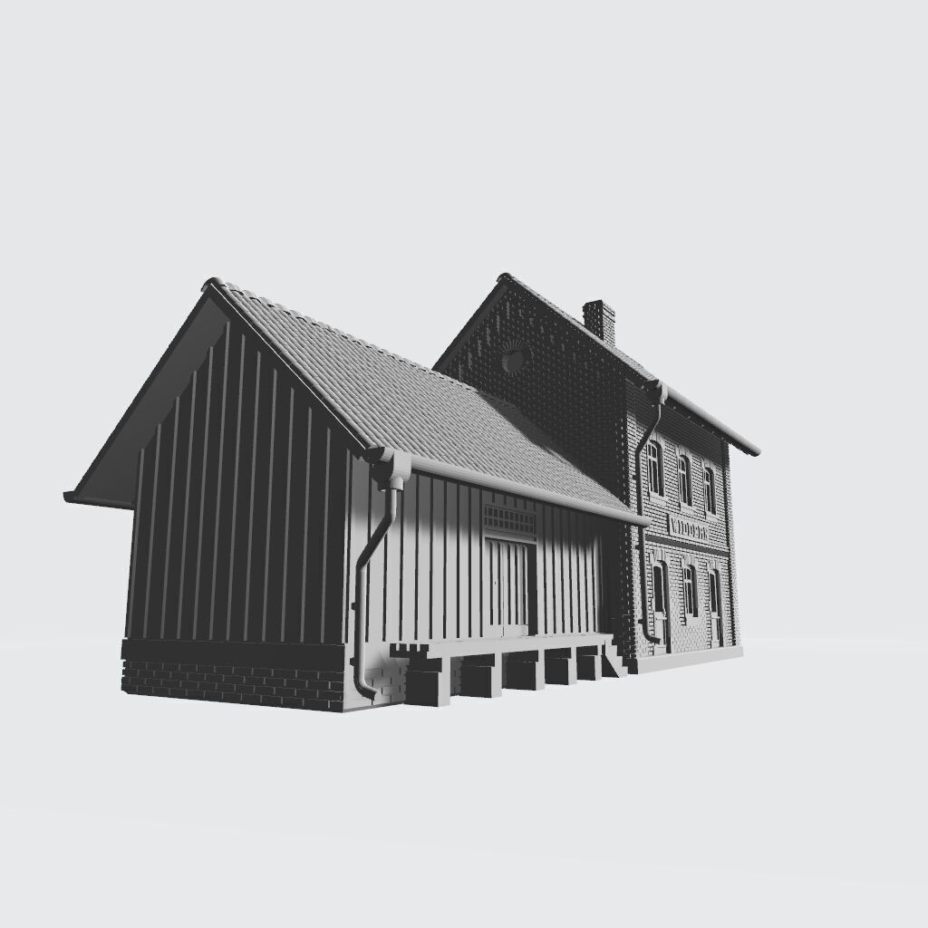 N Geraman narrow gauge station Widdern with internal - resin 3D print model_12