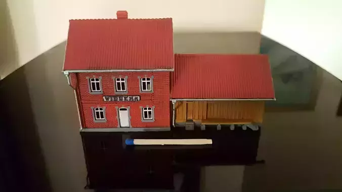 N Geraman narrow gauge station Widdern with internal - resin