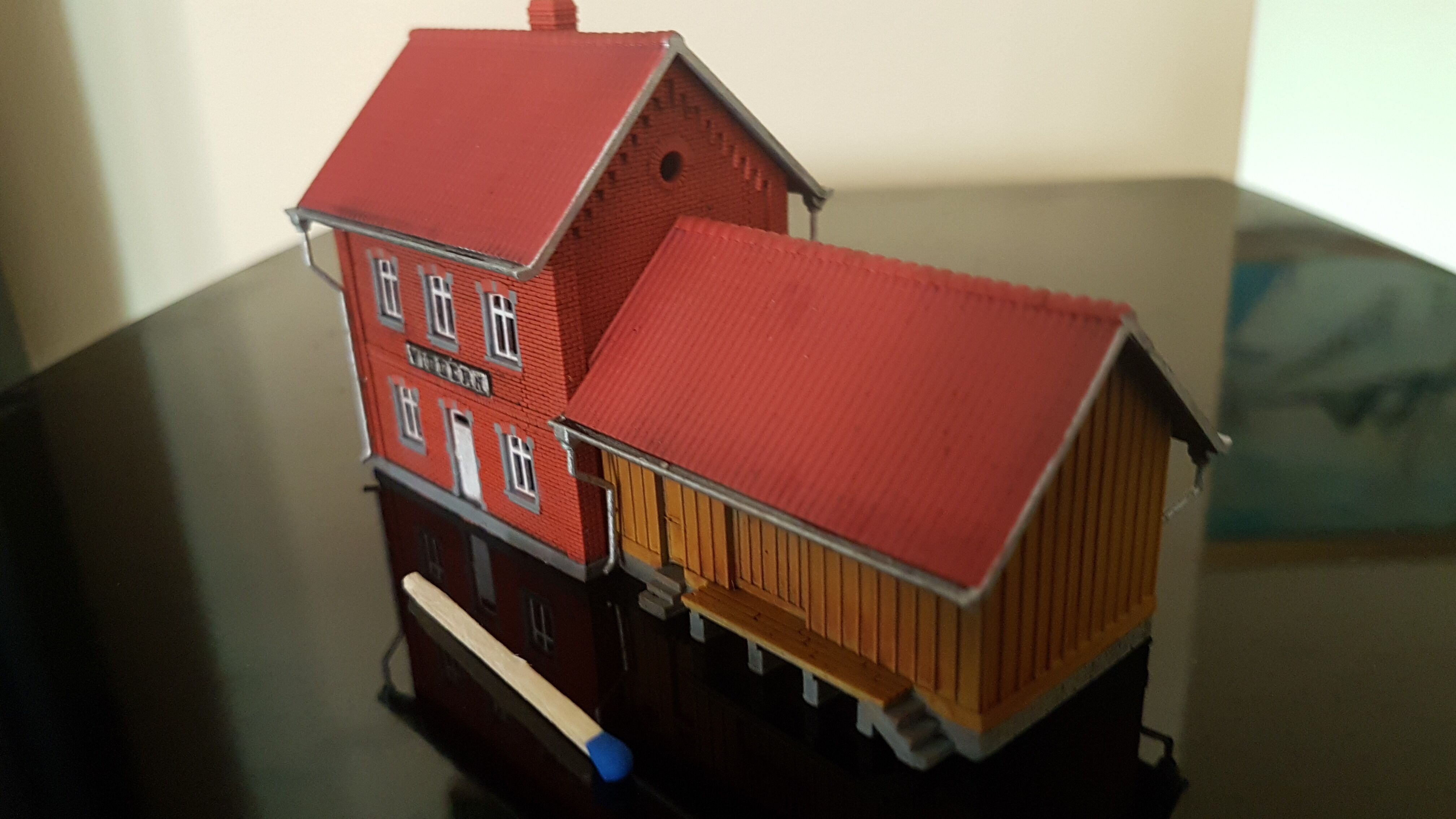 N Geraman narrow gauge station Widdern with internal - resin 3D print model_9