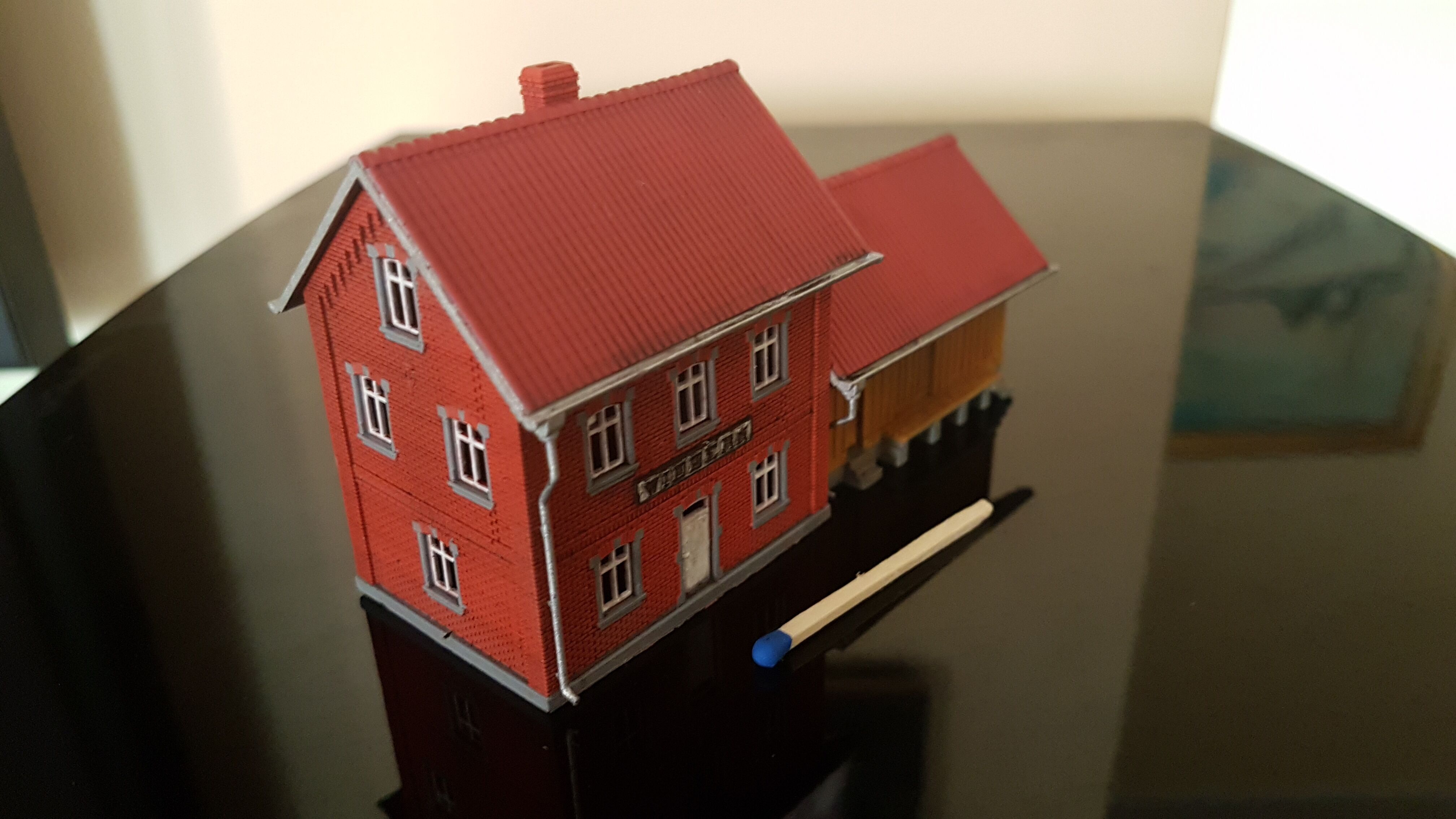 N Geraman narrow gauge station Widdern with internal - resin 3D print model_7