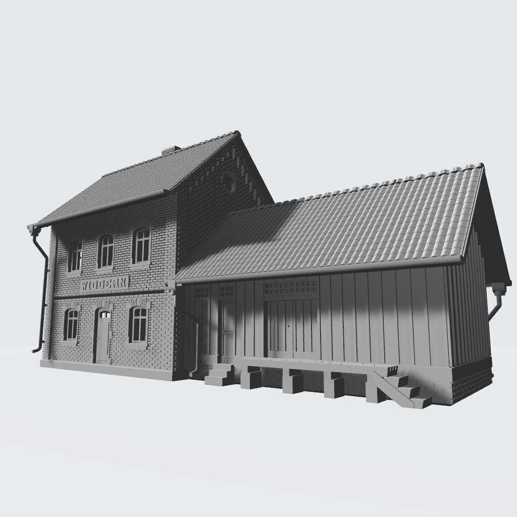 N Geraman narrow gauge station Widdern with internal - resin 3D print model_11