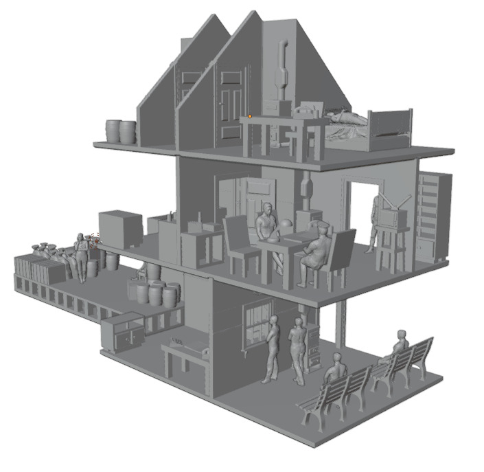 N Geraman narrow gauge station Widdern with internal - resin 3D print model_35