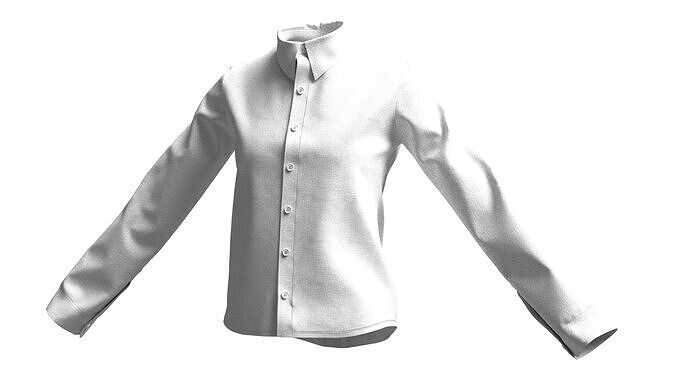 White Collared Blouse for Women 3D Clothing Model Low-poly 3D model