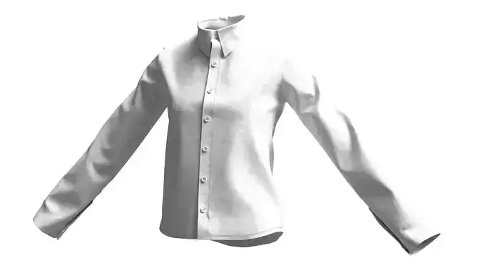 White Collared Blouse for Women 3D Clothing Model
