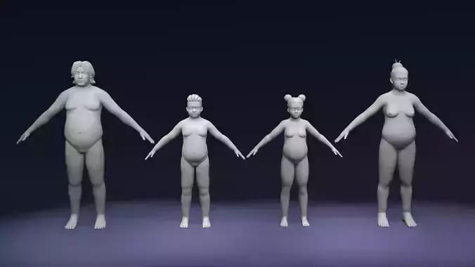 Stylized Fat Human Body Base Mesh Rigged with IK FK Switch