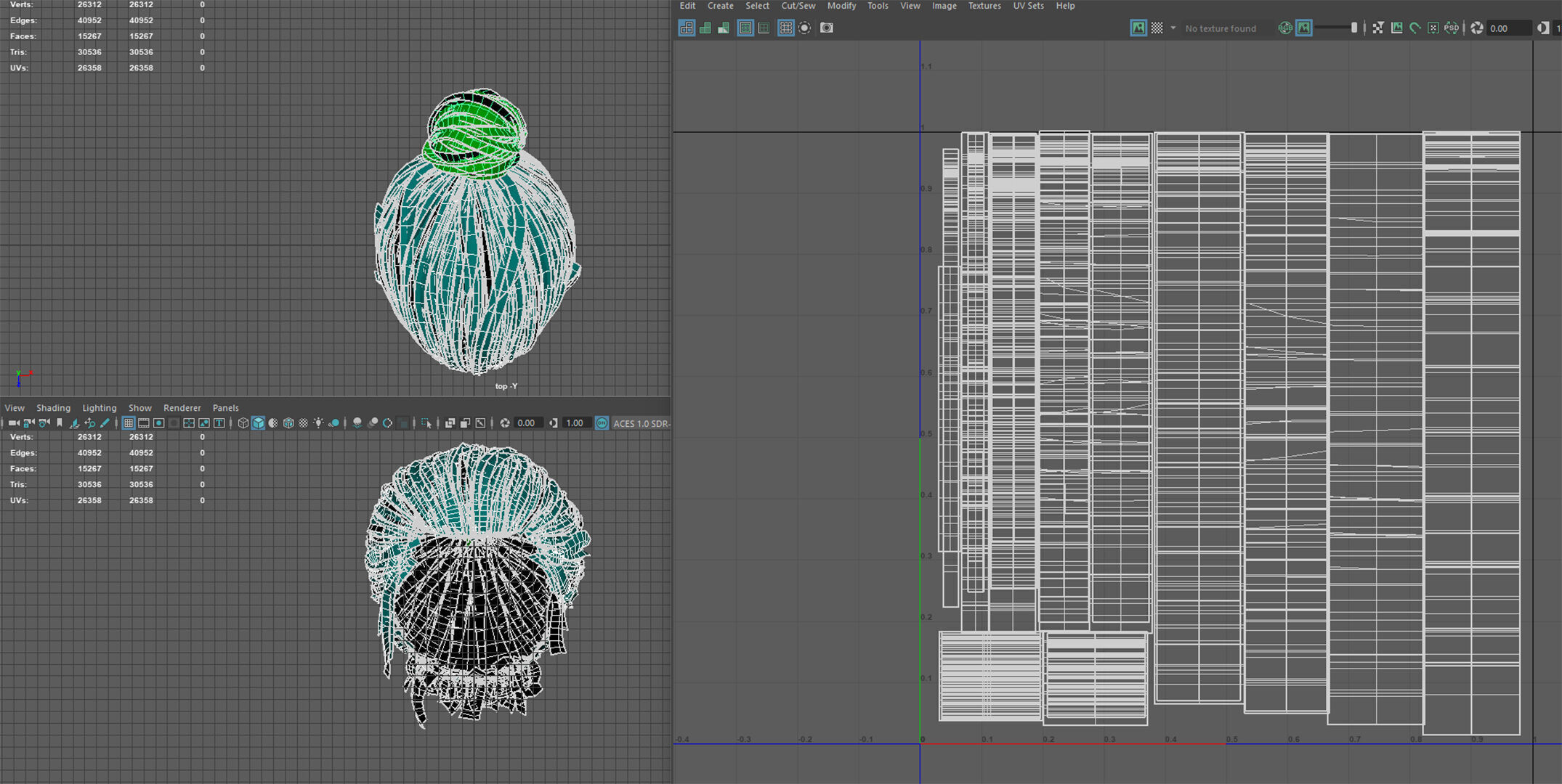 Female Bun-Ponytail hairstyle real time hair - haircards Low-poly 3D model_13