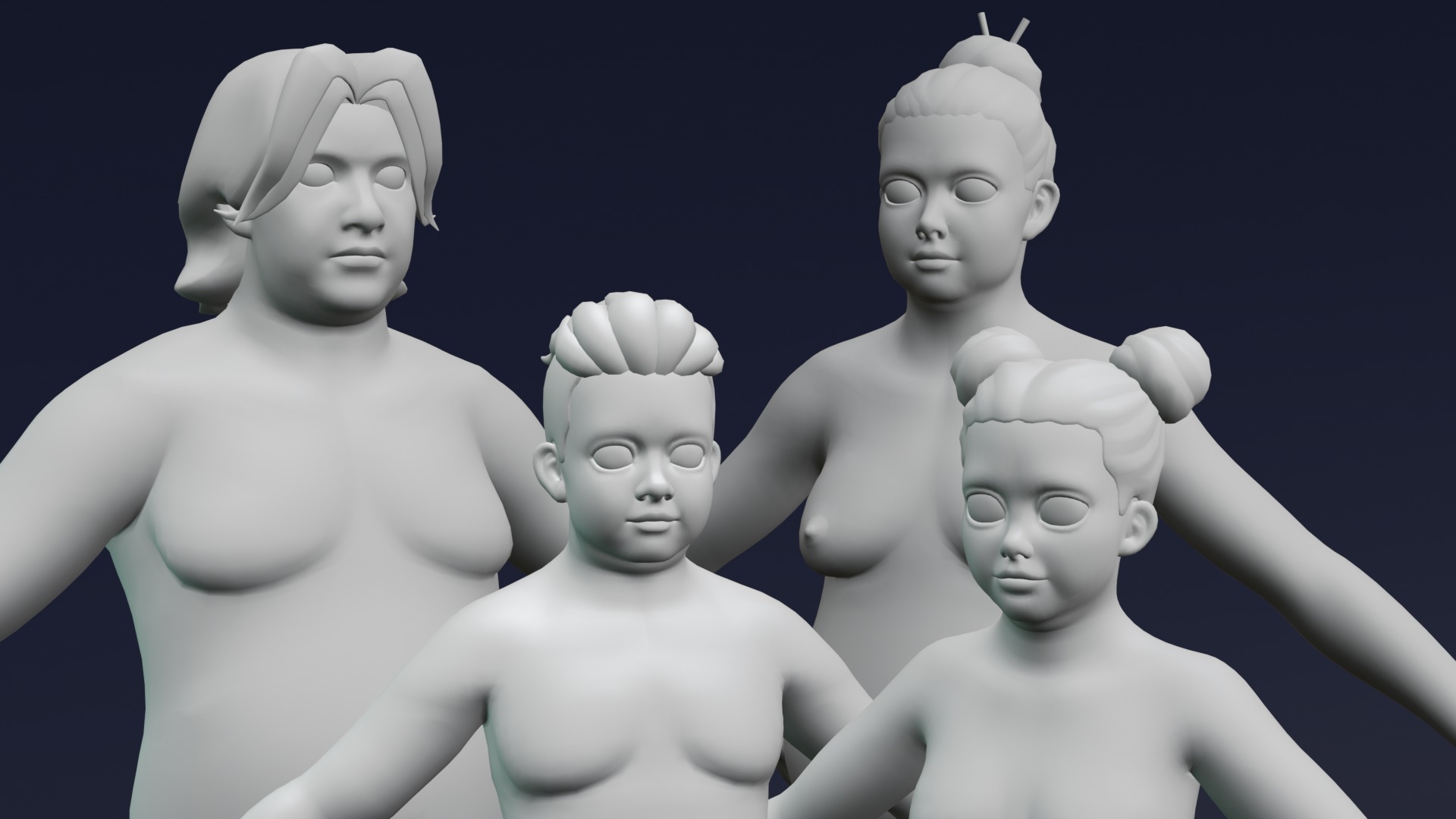 Cartoon Fat Human Body Base Mesh 3D Model 3D Model Collection_13