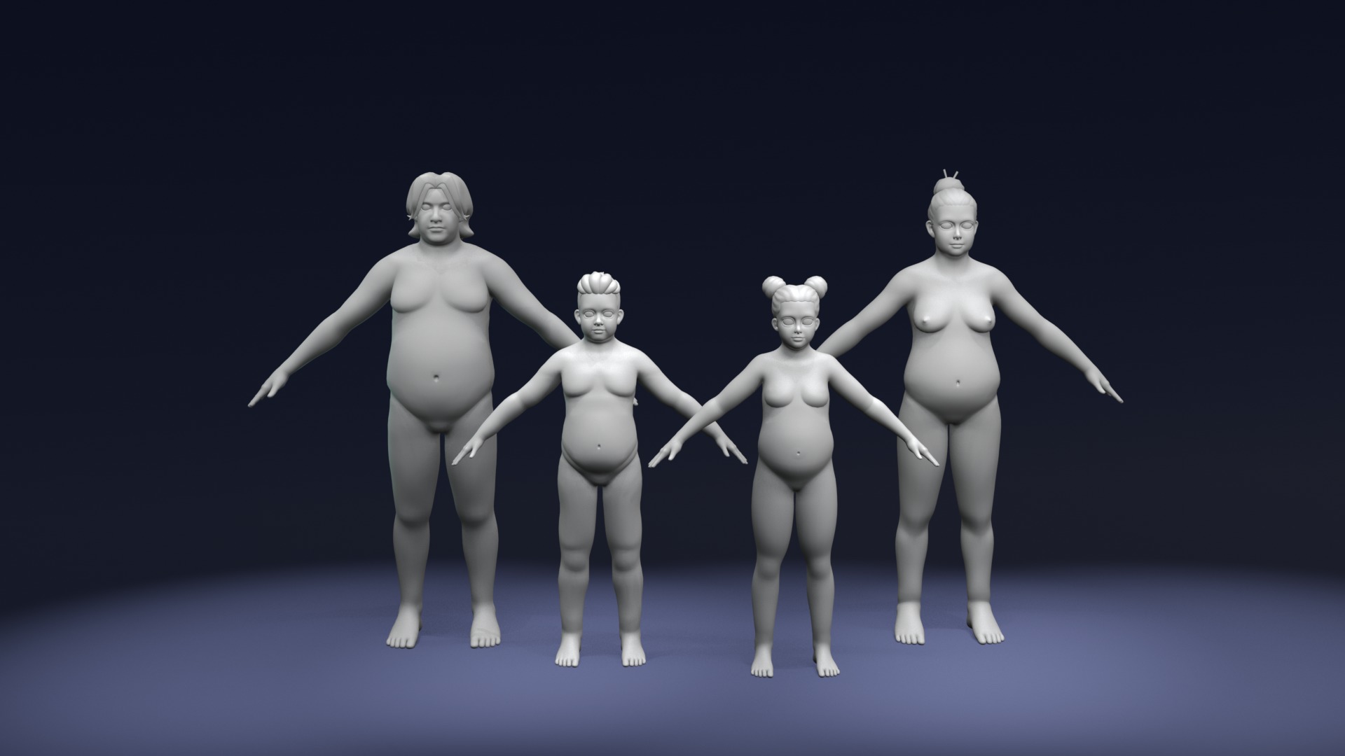Cartoon Fat Human Body Base Mesh 3D Model 3D Model Collection_12