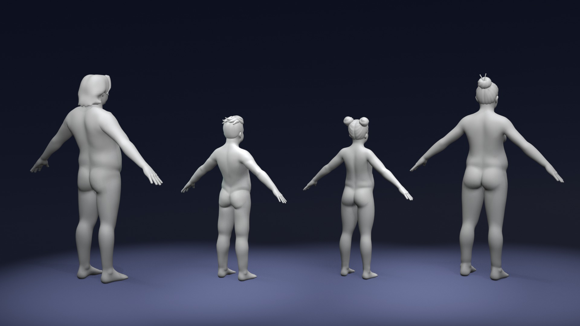 Cartoon Fat Human Body Base Mesh 3D Model 3D Model Collection_10