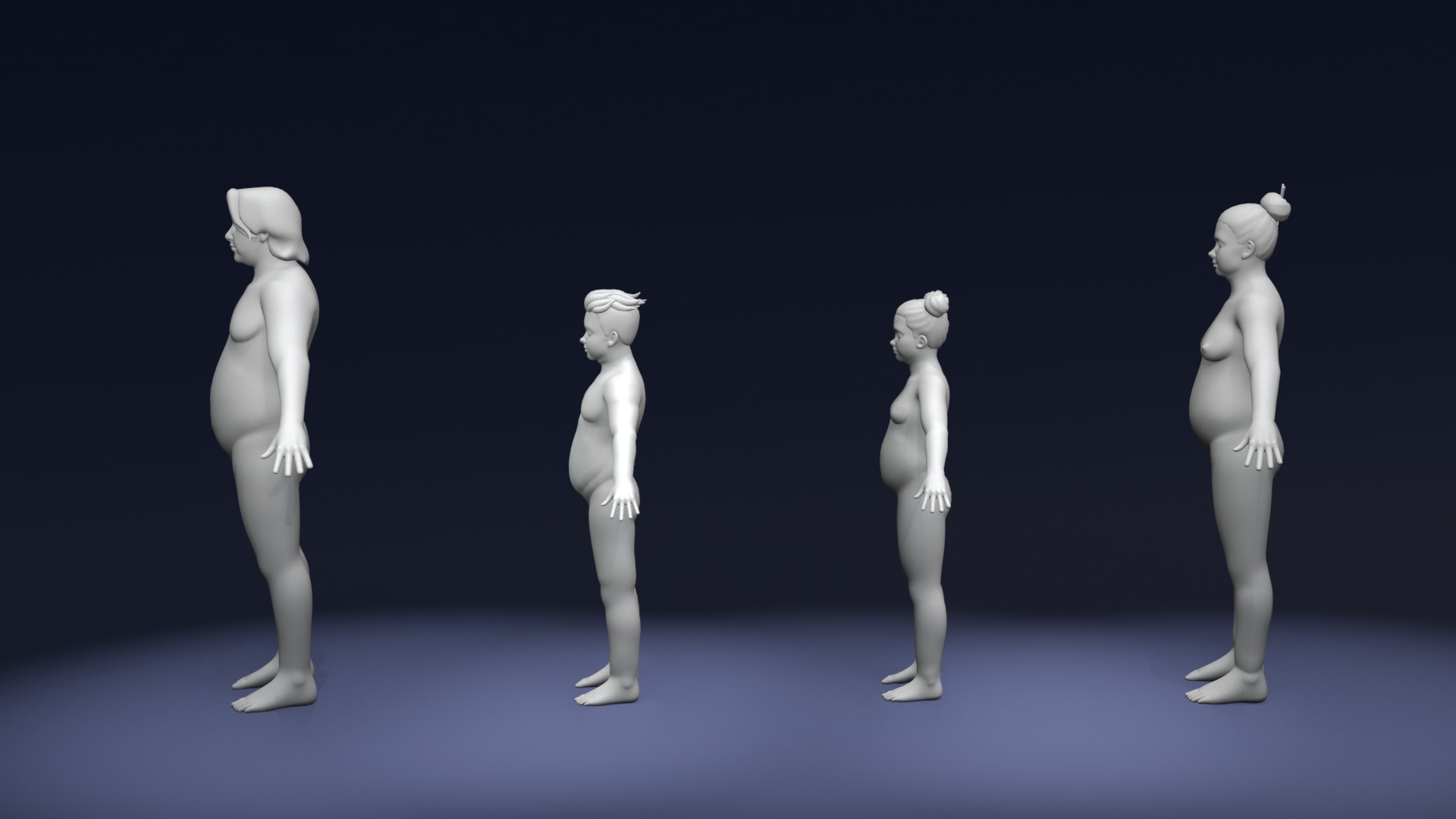 Cartoon Fat Human Body Base Mesh 3D Model 3D Model Collection_11