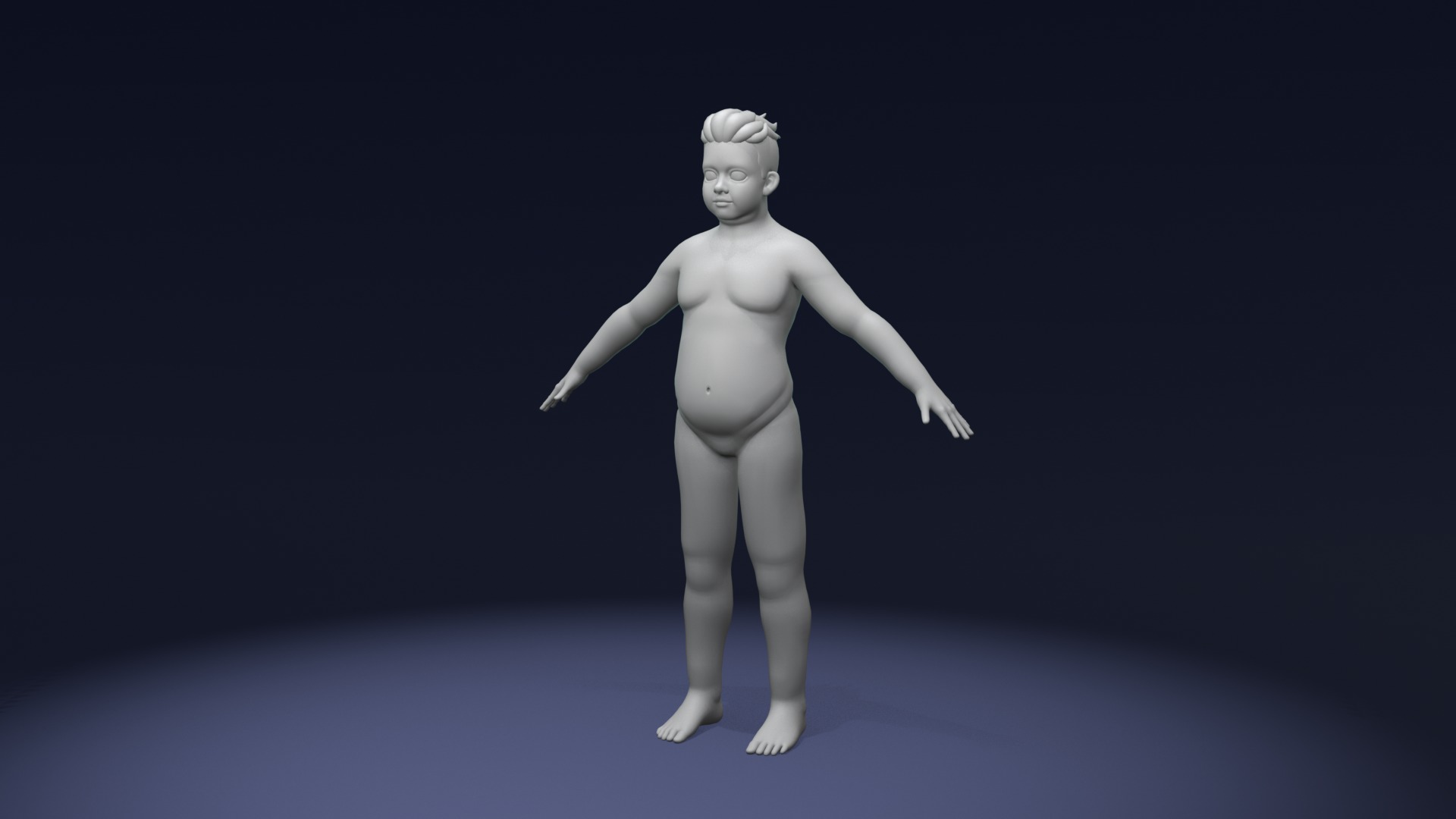 Cartoon Fat Human Body Base Mesh 3D Model 3D Model Collection_38