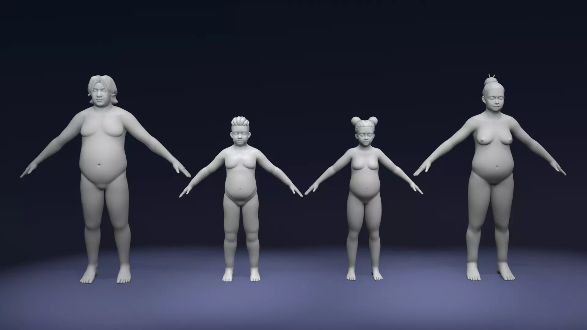 Cartoon Fat Human Body Base Mesh 3D Model 3D Model Collection_0