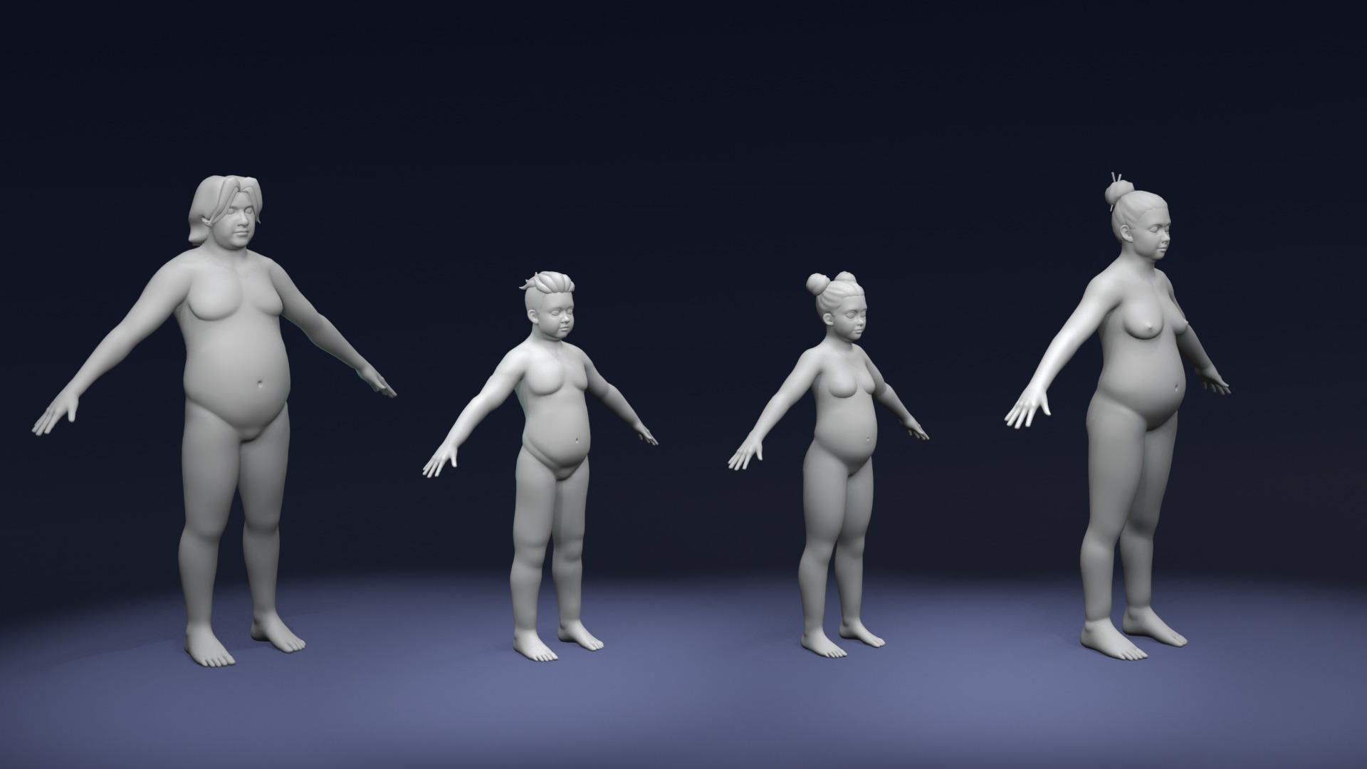 Cartoon Fat Human Body Base Mesh 3D Model 3D Model Collection_9
