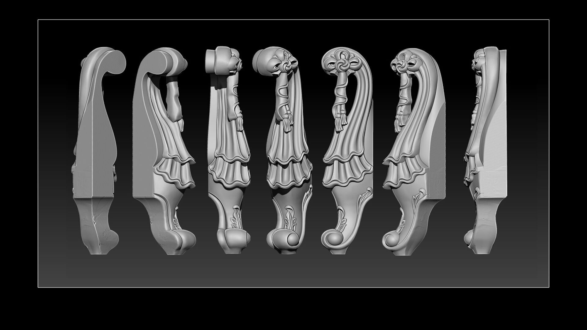 Classic Table and Chair Leg Model Kit - 062 3D print model_1